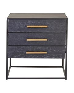Judd Wooden Side Table With 3 Drawers In Black