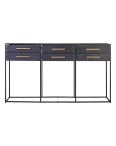 Judd Wooden Console Table With 6 Drawers In Black