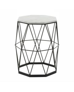 Shalimar Octagonal Marble Top Side Table With Black Frame