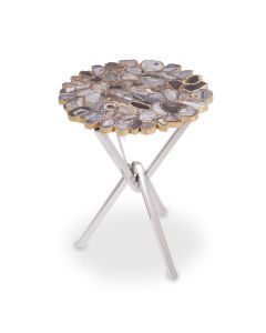 Rabia Stone Coffee Table In Agate With Cross Metal Base