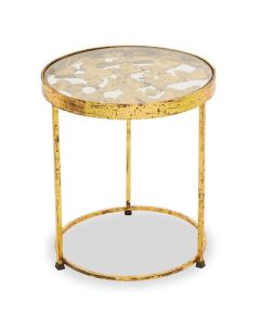 Rabia Clear Glass Top Butterfly Side Table With Gold Metal Base