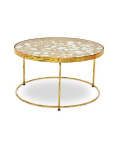 Rabia Clear Glass Butterfly Coffee Table With Gold Metal Base