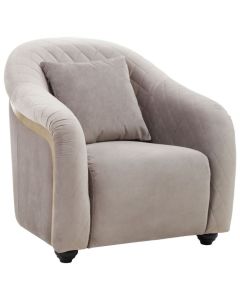 Fifi Velvet Upholstered Armchair In Light Grey