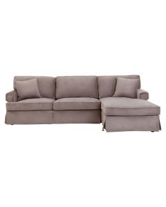 Ralph Velvet Chaise 3 Seater Sofa In Mink