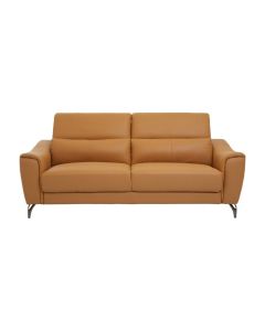 Palesa Faux Leather 3 Seater Sofa In Camel With Metal Legs