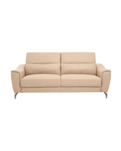 Palesa Faux Leather 3 Seater Sofa In Cream With Metal Legs