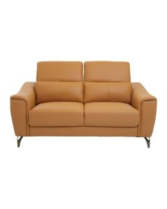 Palesa Faux Leather 2 Seater Sofa In Camel With Metal Legs
