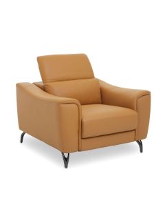 Padua Faux Leather Armchair In Camel With Black Metal Legs