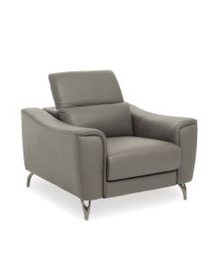 Padua Faux Leather Armchair In Grey With Black Metal Legs