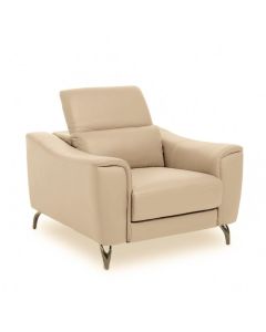Padua Faux Leather Armchair In Cream With Black Metal Legs