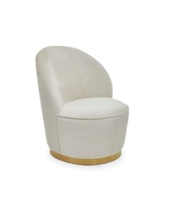 Terona Kids Cream Plush Velvet Swivel Tub Chair With Gold Base