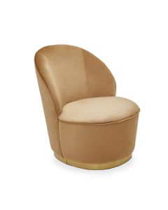 Terona Kids Beige Plush Velvet Swivel Tub Chair With Gold Base