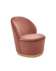 Terona Kids Pink Plush Velvet Swivel Tub Chair With Gold Base