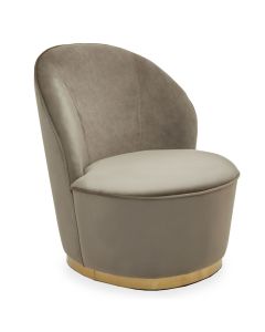 Tamra Plush Velvet Swivel Tub Chair In Mink With Gold Metal Base
