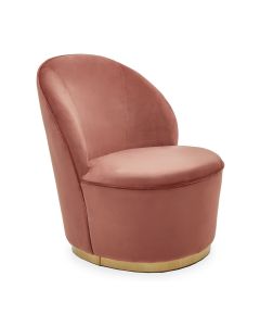 Tamra Plush Velvet Swivel Tub Chair In Pink With Gold Metal Base