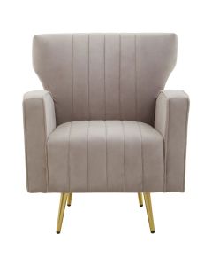Hayley Velvet Armchair In Mink With Gold Metal Legs