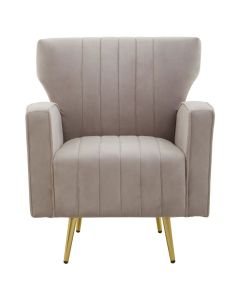 Hayley Velvet Armchair In Mink With Gold Metal Legs