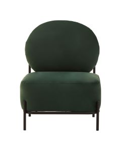 Haya Velvet Armchair In Green With Black Metal Legs