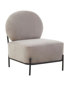 Haya Velvet Armchair In Mink With Black Metal Legs