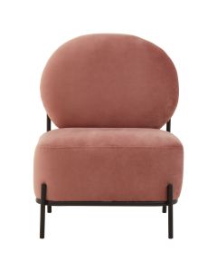 Haya Velvet Armchair In Dusky Rose With Black Metal Legs