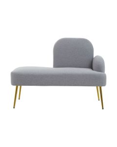 Heather Fabric Chaise Lounge Chair In Grey With Gold Metal Legs