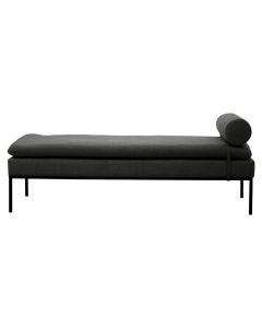 Harley Fabric Day Bed In Grey With Black Metal Legs