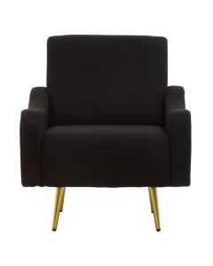 Holli Fabric Armchair In Black With Gold Metal Legs