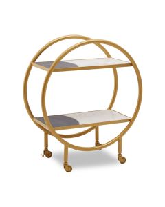 Vizzini Two Tone Marble Shelves Drinks Trolley With Gold Frame