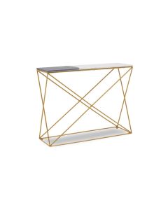 Vizzini Marble Console Table In Two Tone With Gold Metal Frame