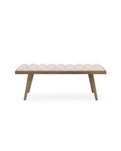 Gilden Fabric Upholstered Dining Bench In Natural With Channel Detail