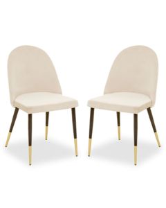 Gilden White Velvet Dining Chairs In Pair