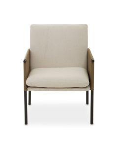 Gilden Fabric Upholstered Dining Chair In White With Straight Legs