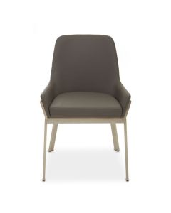 Gilden Fabric Upholstered Dining Chair In Grey With Flared Arms