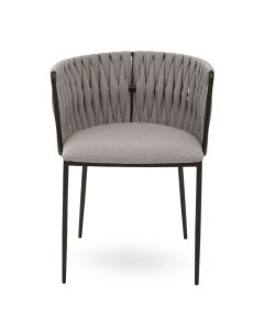 Gilden Fabric Upholstered Dining Chair In Grey With Woven Back