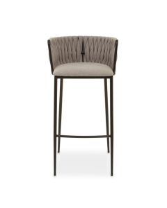 Gilden Fabric Upholstered Bar Chair In Grey With Woven Back