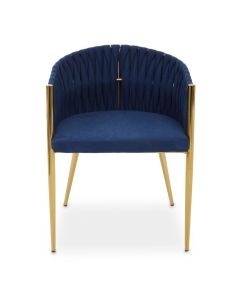 Gilden Fabric Upholstered Dining Chair In Blue With Woven Back