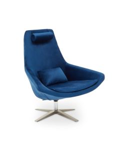 Kalo Velvet Upholstered Armchair In Navy