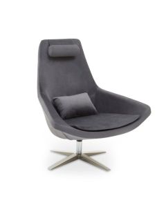 Kalo Velvet Upholstered Armchair In Grey
