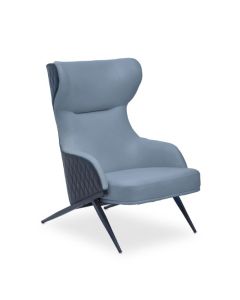 Kiev Wingback Faux Leather Armchair In Grey With Tapered Legs