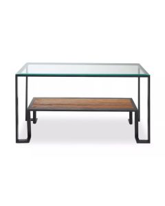 Cibo Glass Roman Console Table With Black Metal Frame