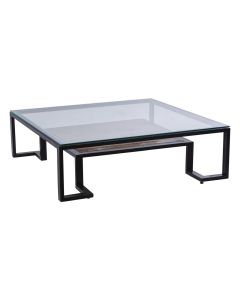 Cibo Clear Glass Top Coffee Table With Black Metal Base