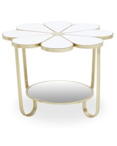 Jodie White Top Petal Shape Coffee Table With Gold Frame