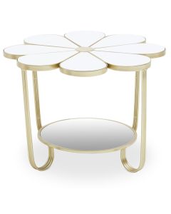 Jodie White Top Petal Shape Coffee Table With Gold Frame