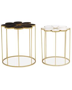 Jodie Set Of 2 Petal Side Tables In Black And White