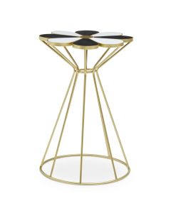 Jodie Wooden Petal End Table In Black And White