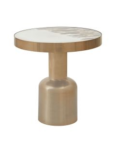 Pazo Round Robust Glass Side Table With Gold Metal Base