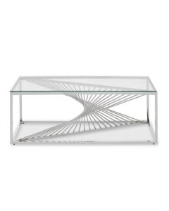 Ashburton Rectangular Clear Glass Coffee Table With Silver Metal Base
