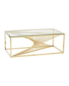 Ashburton Rectangular Clear Glass Coffee Table With Gold Metal Base