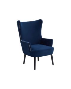Wexley Wingback Fabric Upholstered Lounge Chair In Blue