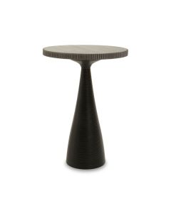 Martini Stone Side Table In Black With Metal Base